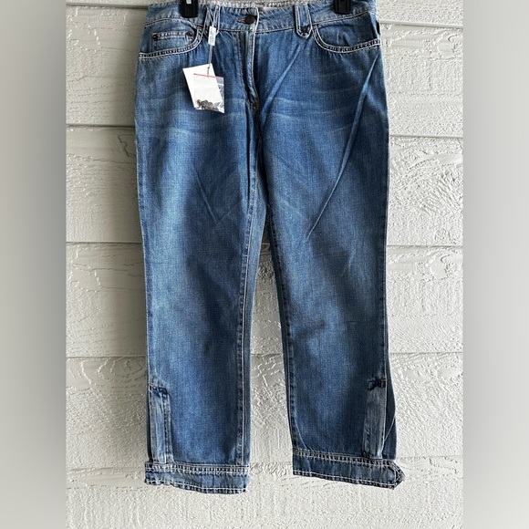 Y2K MaxSport by Max Mara Denim Cuff Jeans Sz 10 made in Rumania Brand New